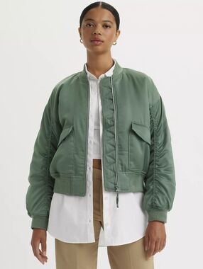 NWOT Levi's S Casual Utility Streetwear Spring Varsity Satin Bomber Jacket
